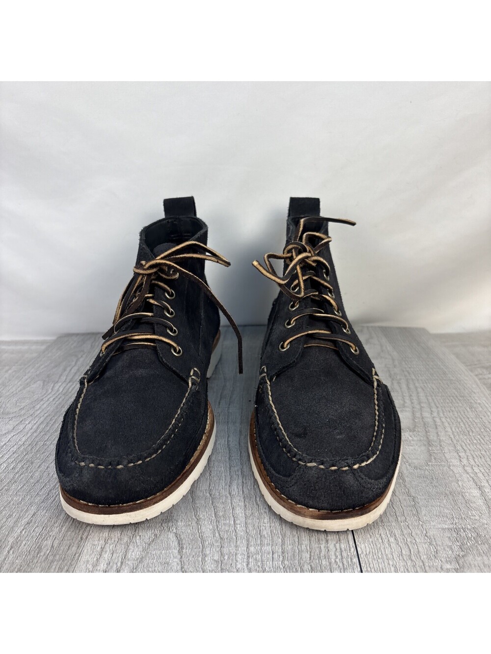 Lucky Brand Mens 11 Blue Suede Moc Toe Chukka Boots Ankle Shoes 10606 Size 11M - Picture 2 of 12